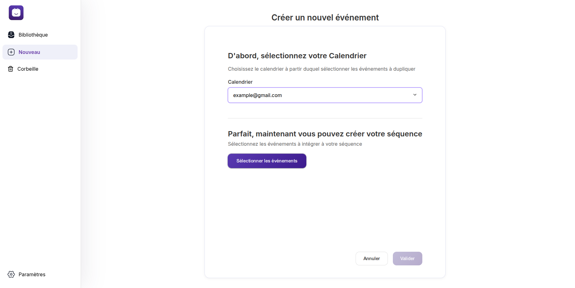 Création d'événements